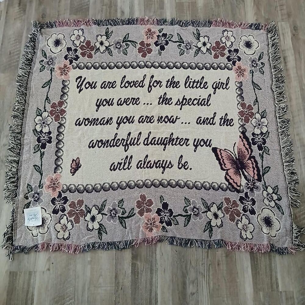 Simply Home VTG Throw Blanket Daughter Quote Cottagecore Grandmacore